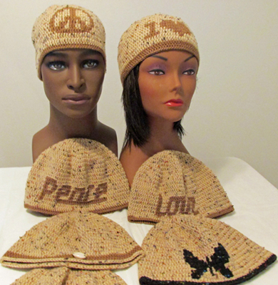 Natural Light Brown Peace, Peace Sign, Love, Heart, Cowrie Shell, Black Butterfly Speckled Hats